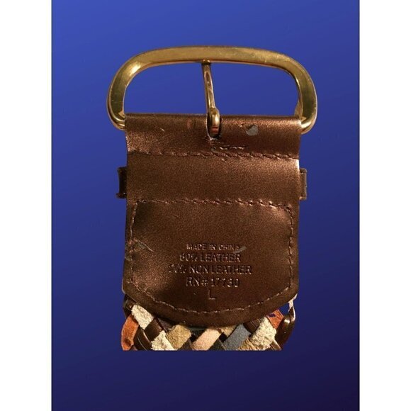 UNBRANDED Woven Leather Belt, WIDE, Blue/Copper/Beige/Brown, Pre-owned - Picture 3 of 4